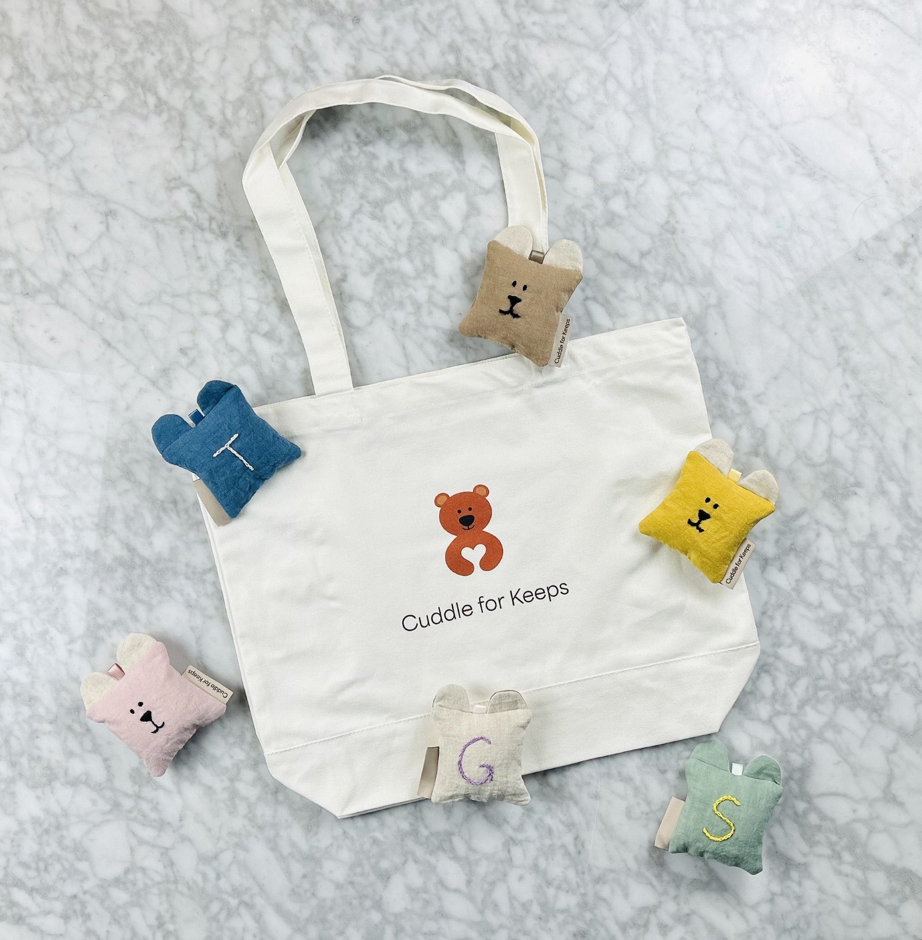 Handmade, personalized, hand embroidered bag tag and keychain