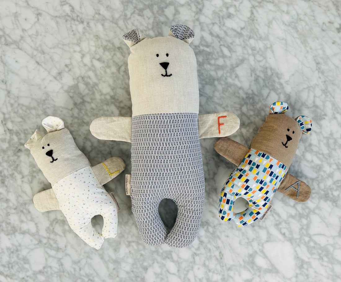 Weighted bears to relieve feelings of anxiety. Handmade and personalized.